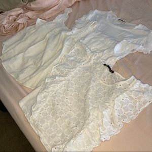 Zara and Madewell White Eyelet Crochet Tops Bundle Small